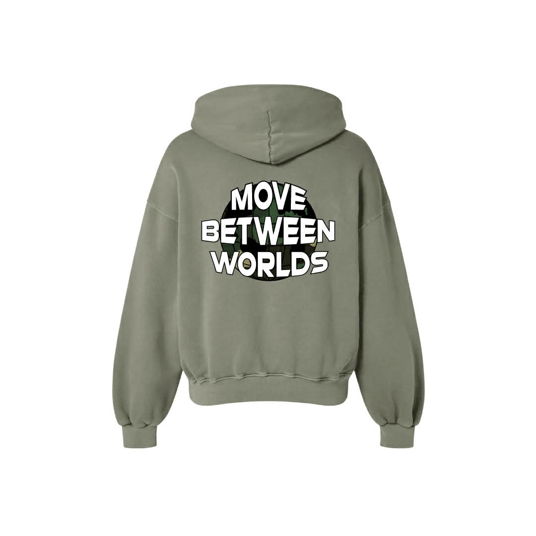 MOVE BETWEEN WORLDS HOODIE OLIVE